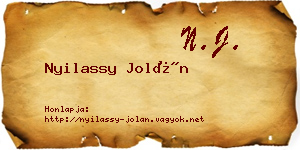 Nyilassy Jolán névjegykártya